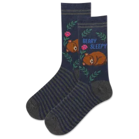 HOTSOX Women's Fuzzy Beary Sleepy Crew Sock