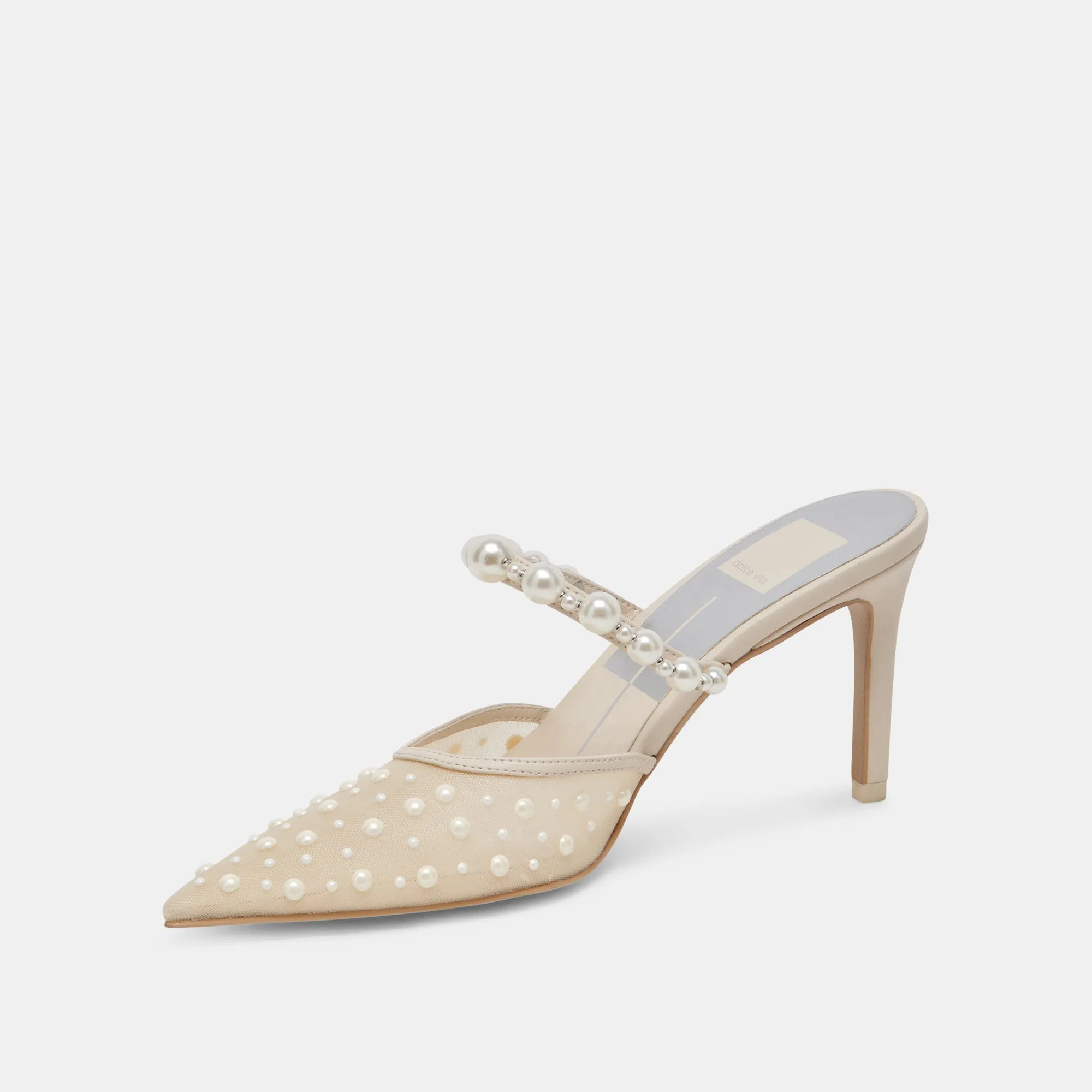 KATIK PEARL HEELS IVORY MESH