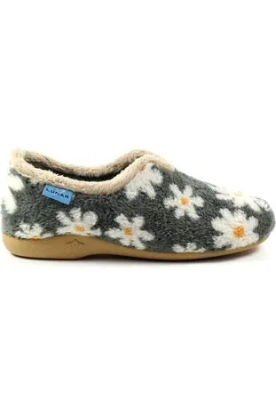 Lunar Daisy Grey Slipper With Daisy Pattern KLA021