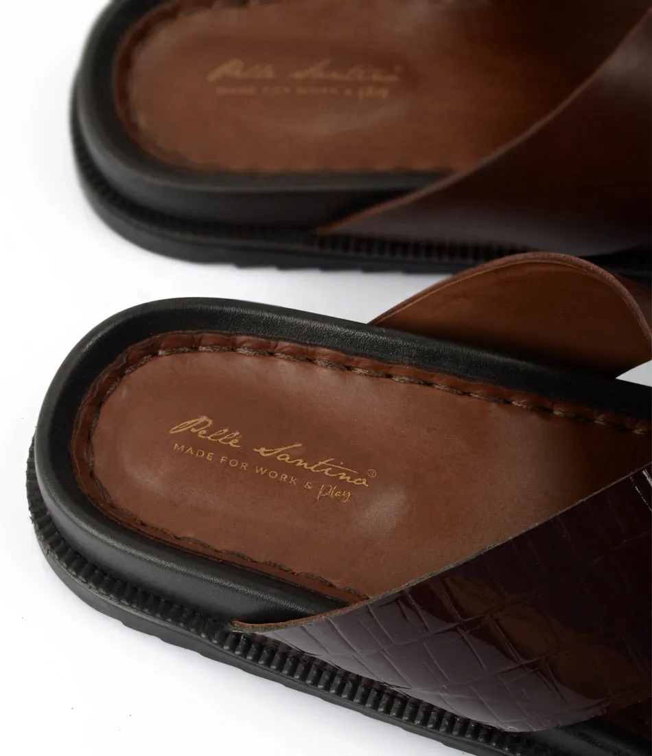 Milano Leather Slippers - Brown