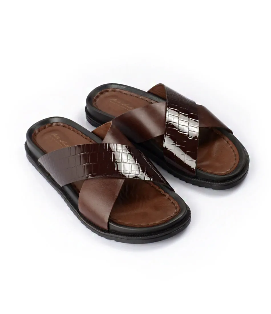 Milano Leather Slippers - Brown