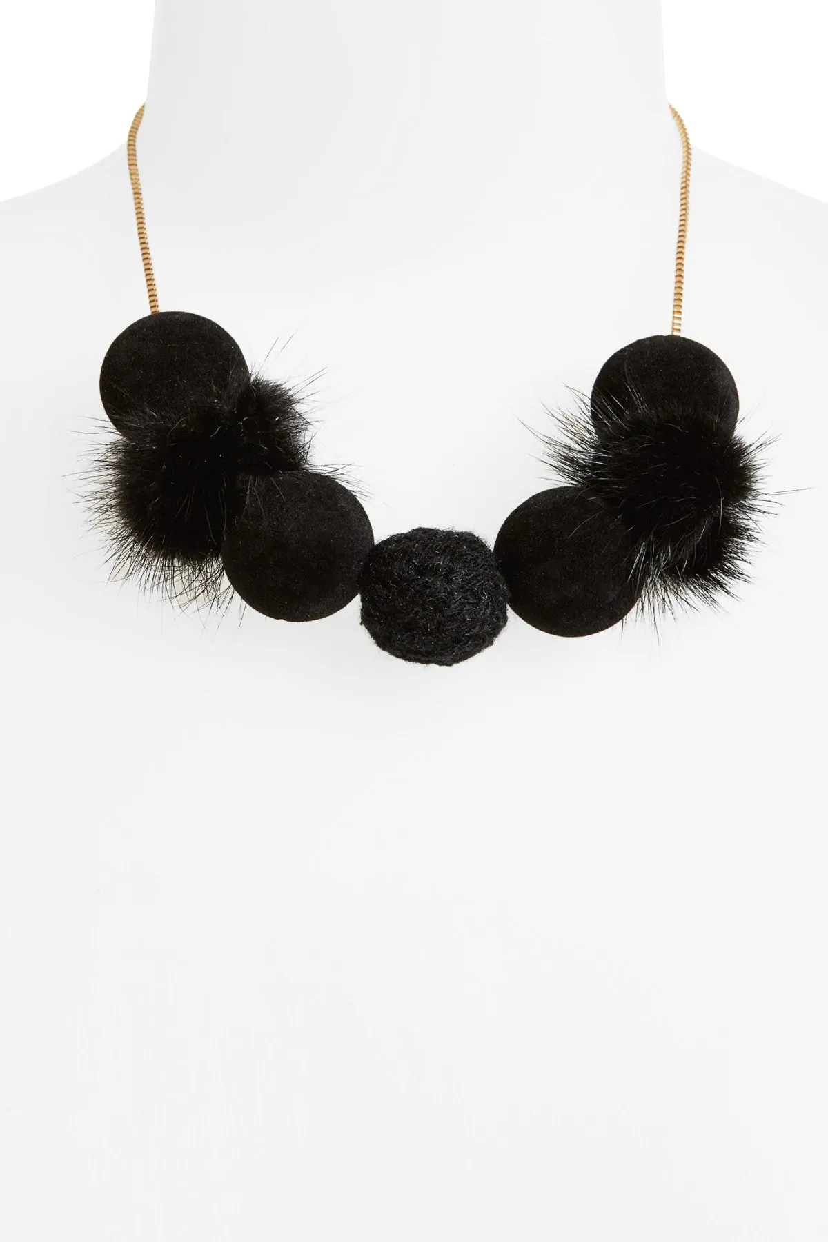 Natasha Accessories Fuzzy Pompom Necklace