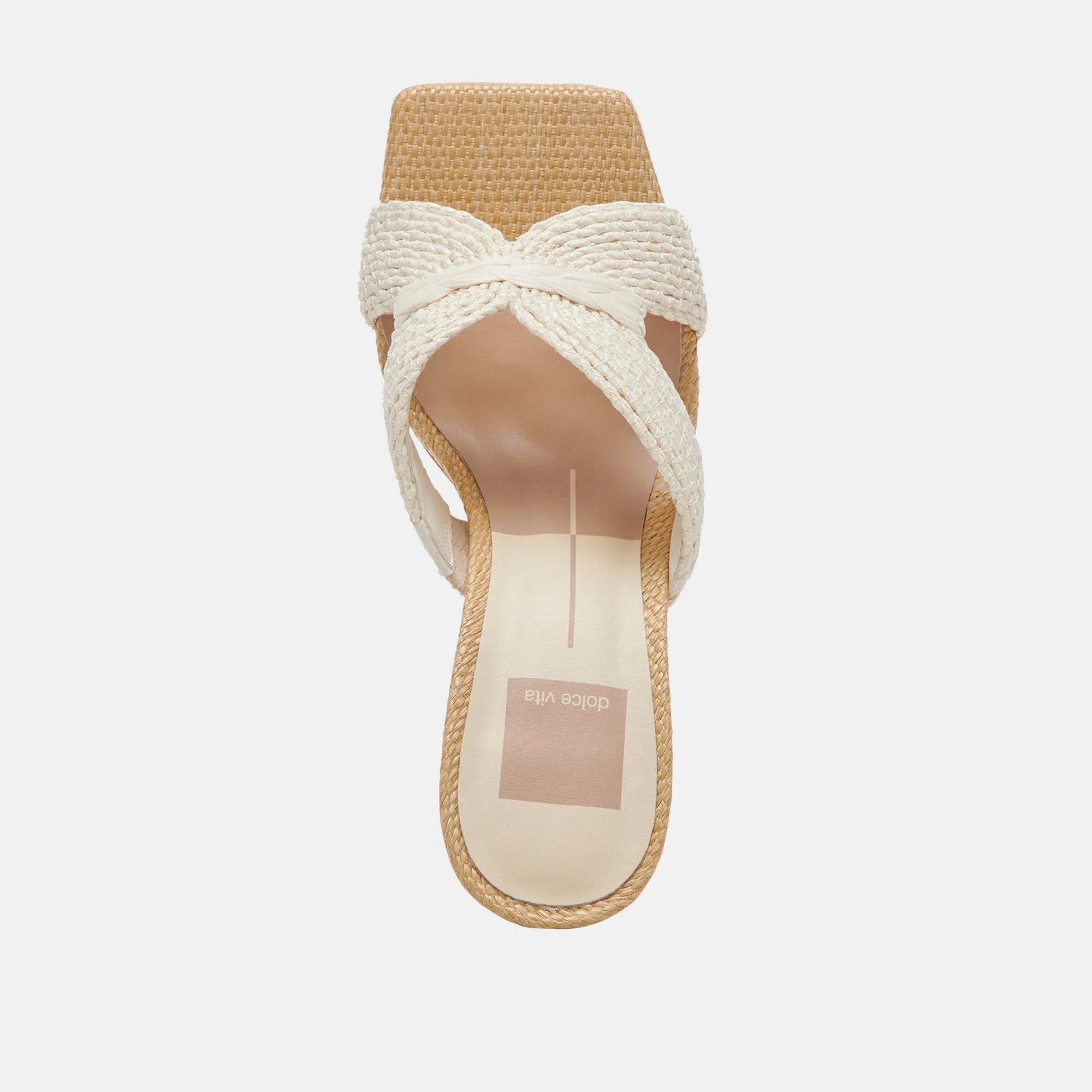 NITRO WIDE HEELS WHITE RAFFIA