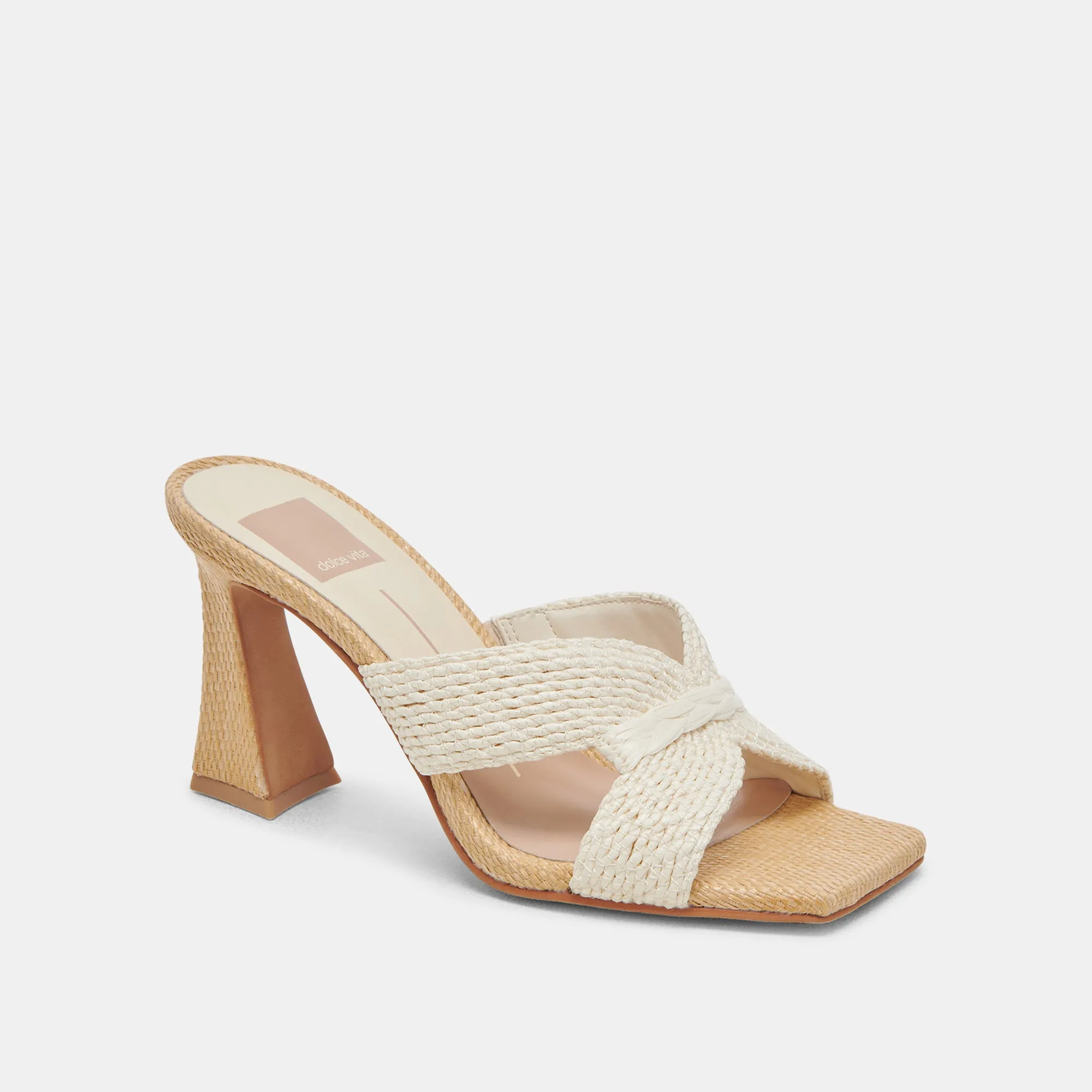 NITRO WIDE HEELS WHITE RAFFIA