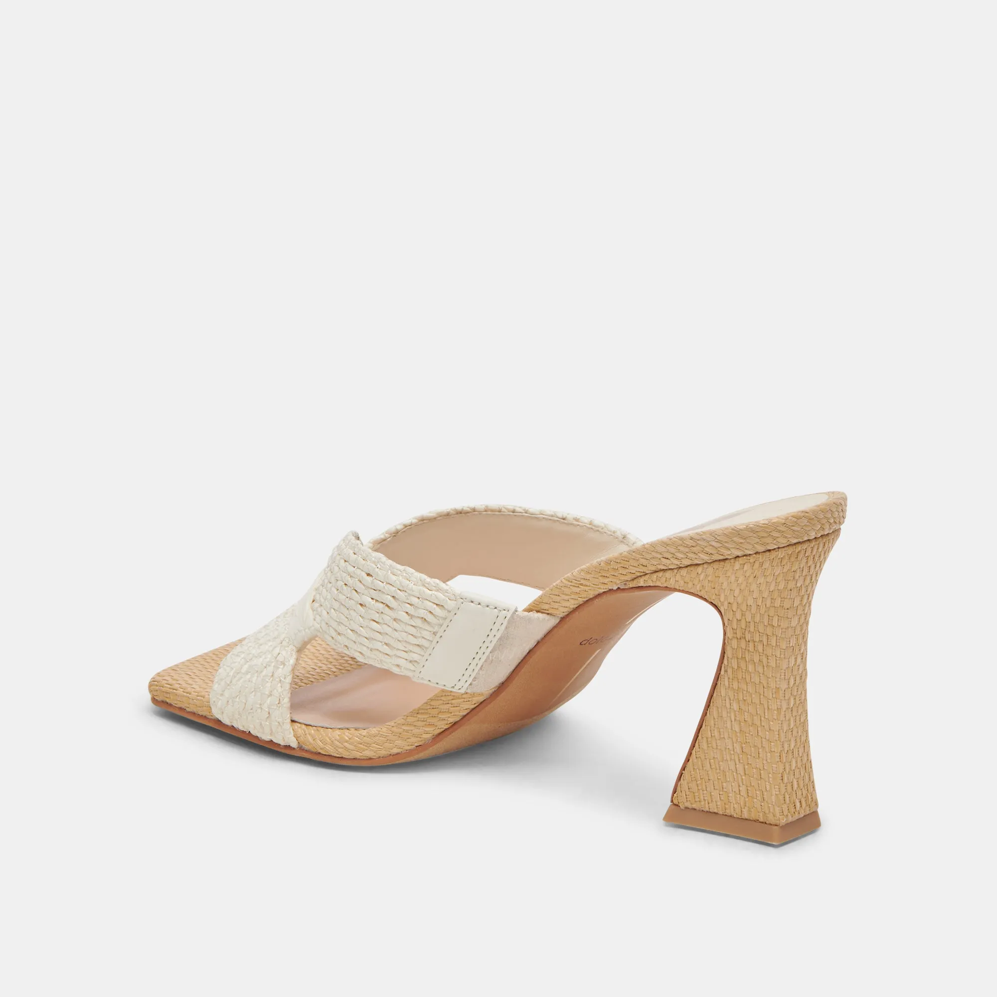 NITRO WIDE HEELS WHITE RAFFIA