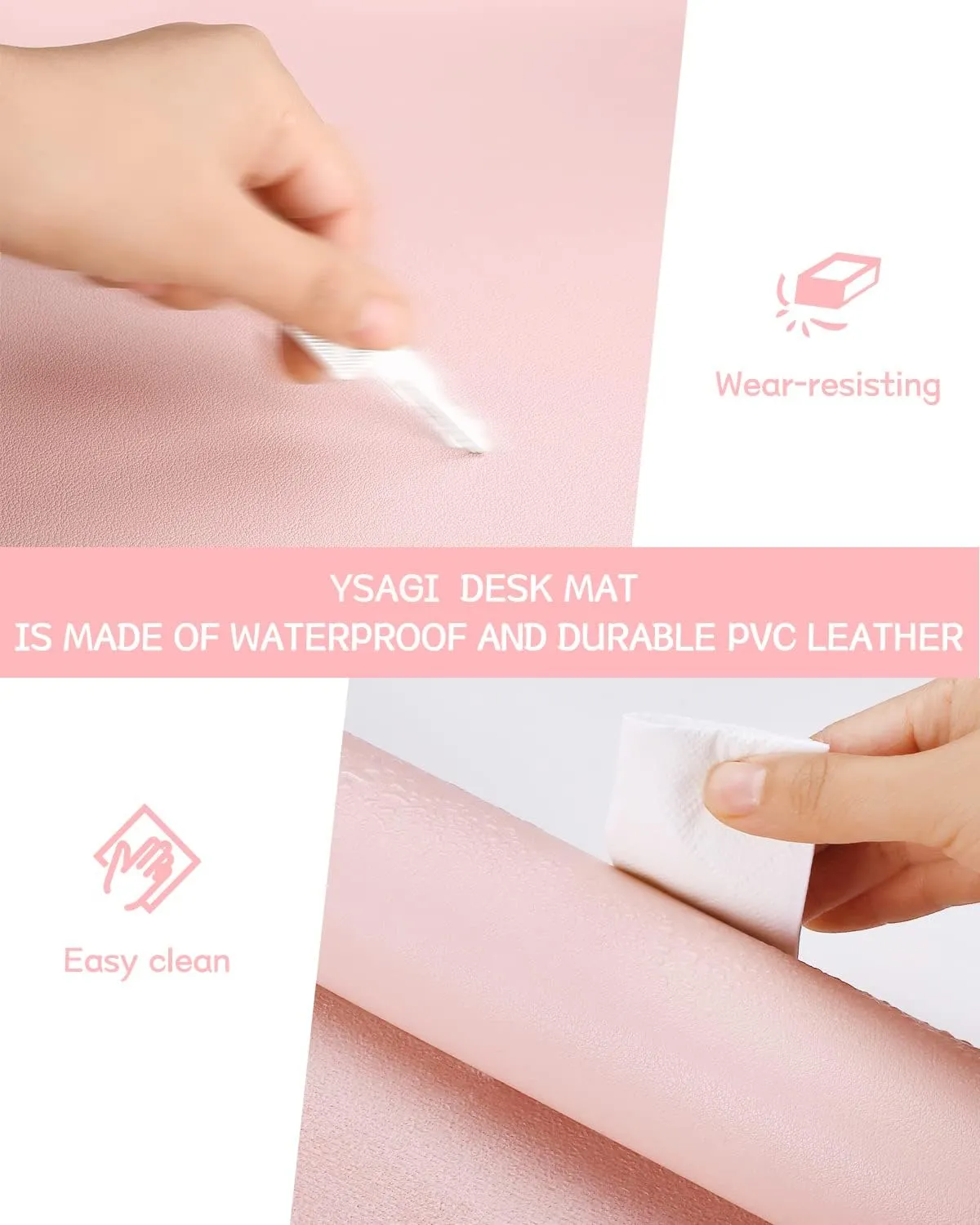 Non-Slip Desk Pad, Waterproof PVC Leather Desk Table Protector