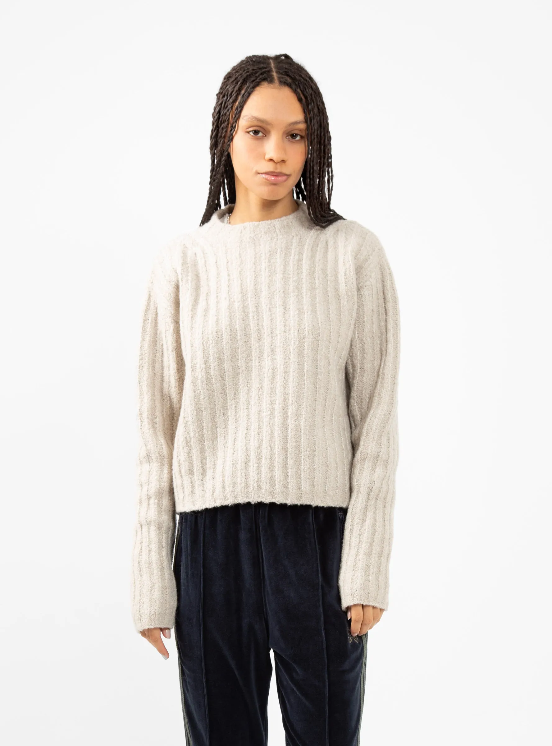 Plush Rib Crewneck Cream