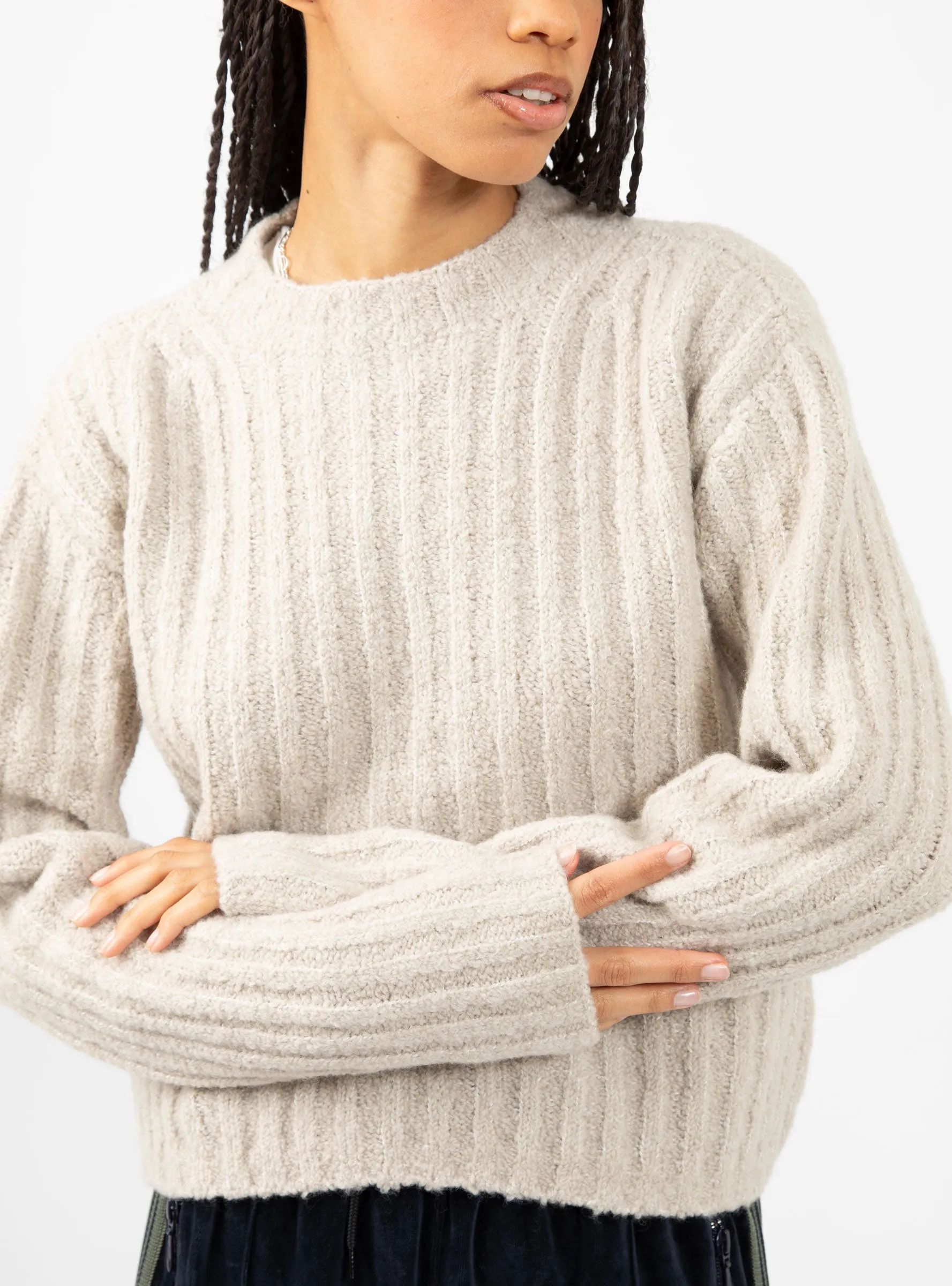 Plush Rib Crewneck Cream