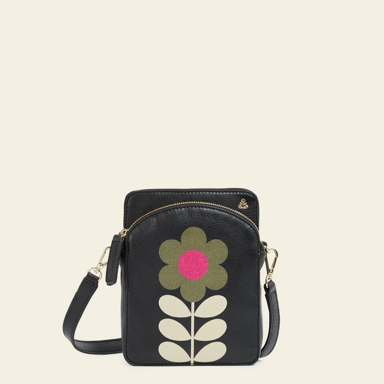 Portia Tall Crossbody - Black Daisy Stem