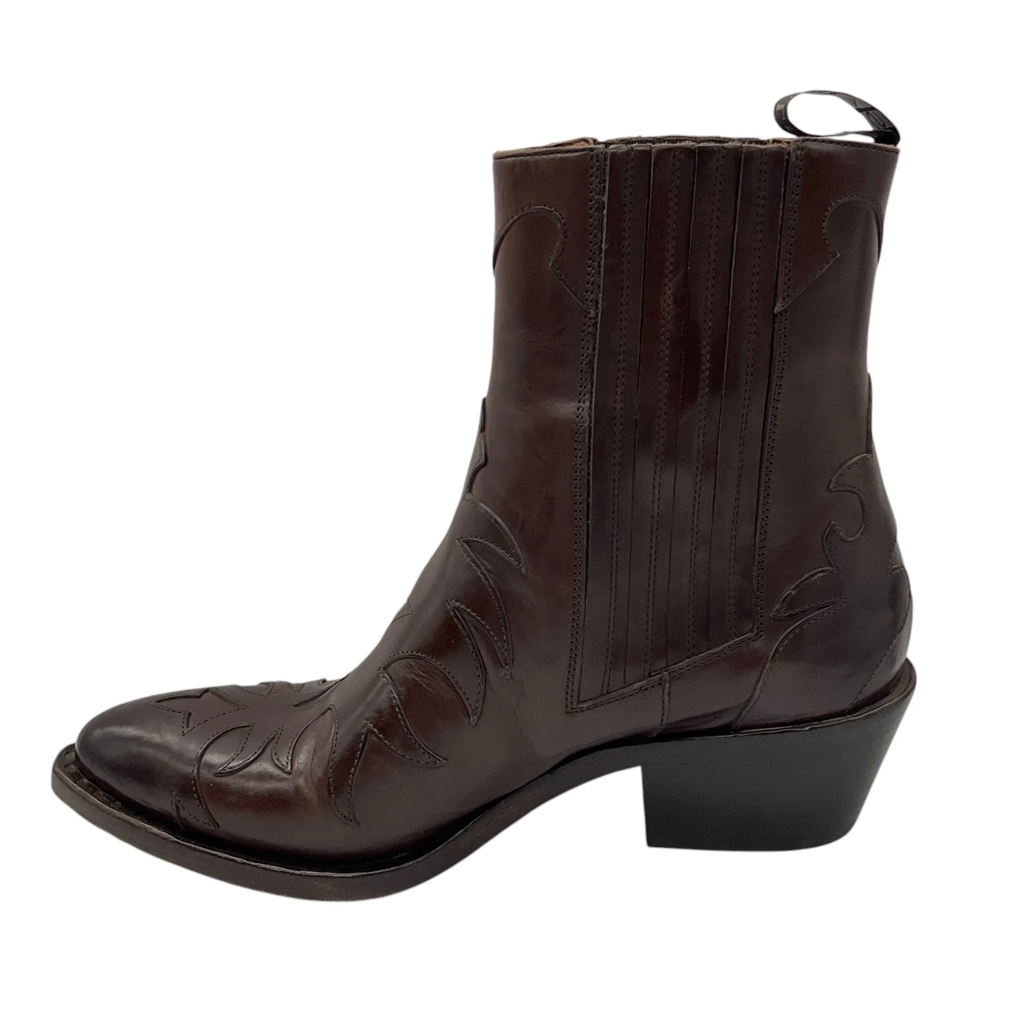 Sartore Brown Leather Parma Ebano Leather Western Boots