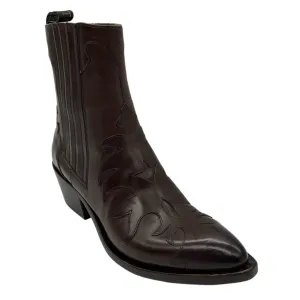 Sartore Brown Leather Parma Ebano Leather Western Boots