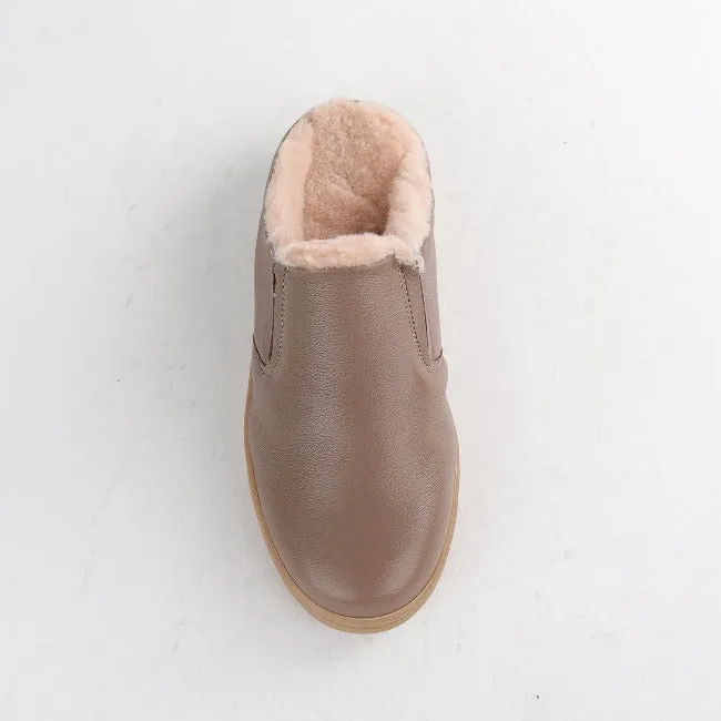 Slip-on sneakers with Sheepskin Fur Linning in Stone - 12798