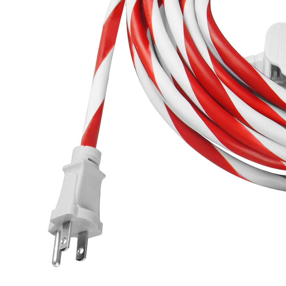 Snow Joe   Sun Joe PJEXT25MO-CAN Indoor   Outdoor Extension Cord | 25-Foot | Cord Connect Adapter | Candy Cane