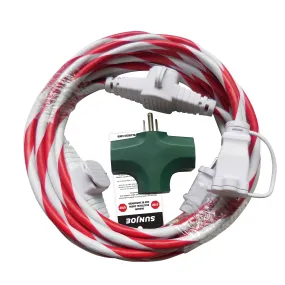 Snow Joe   Sun Joe PJEXT25MO-CAN Indoor   Outdoor Extension Cord | 25-Foot | Cord Connect Adapter | Candy Cane