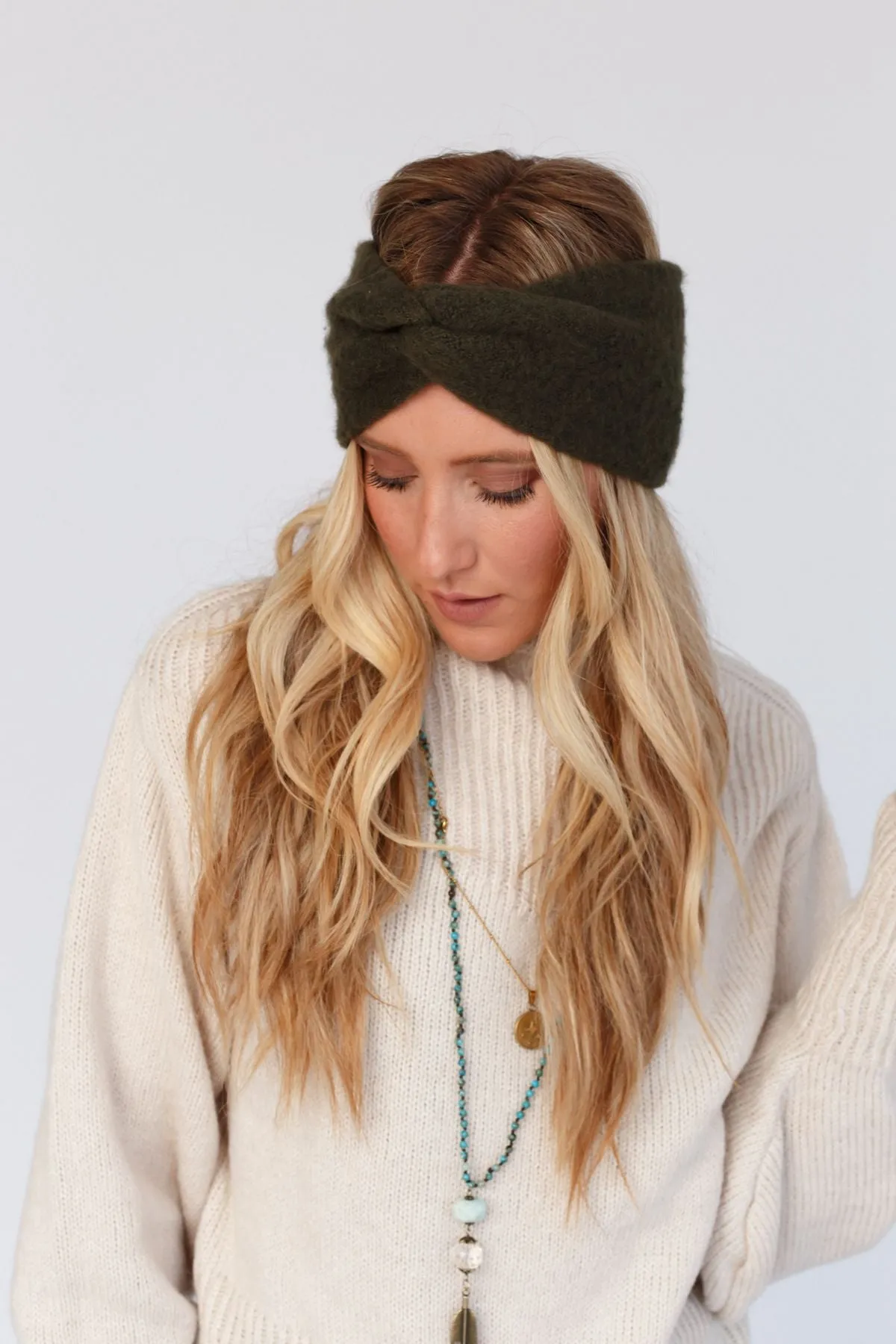 Sunol Fuzzy Twist Headband - Olive