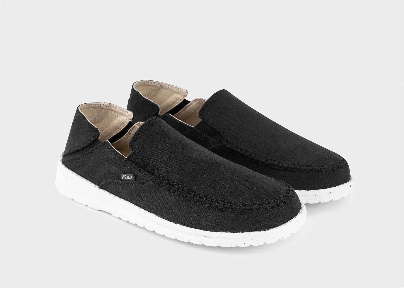 SunSlide Men's Hemp Slip-On Sneakers | Black