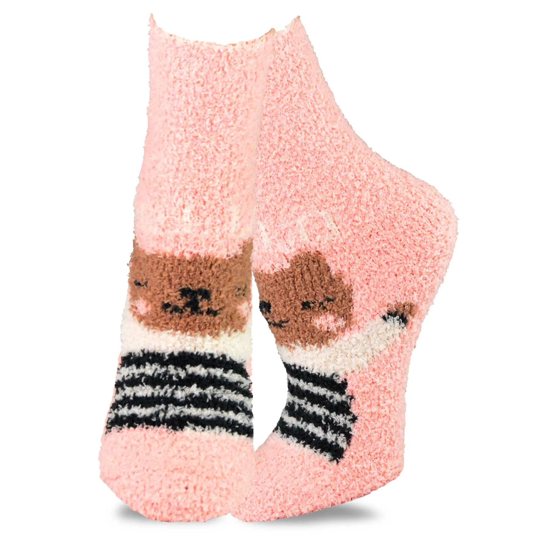 TeeHee Socks Women's Fuzzy Polyester Crew Animal 5-Pack (12014)