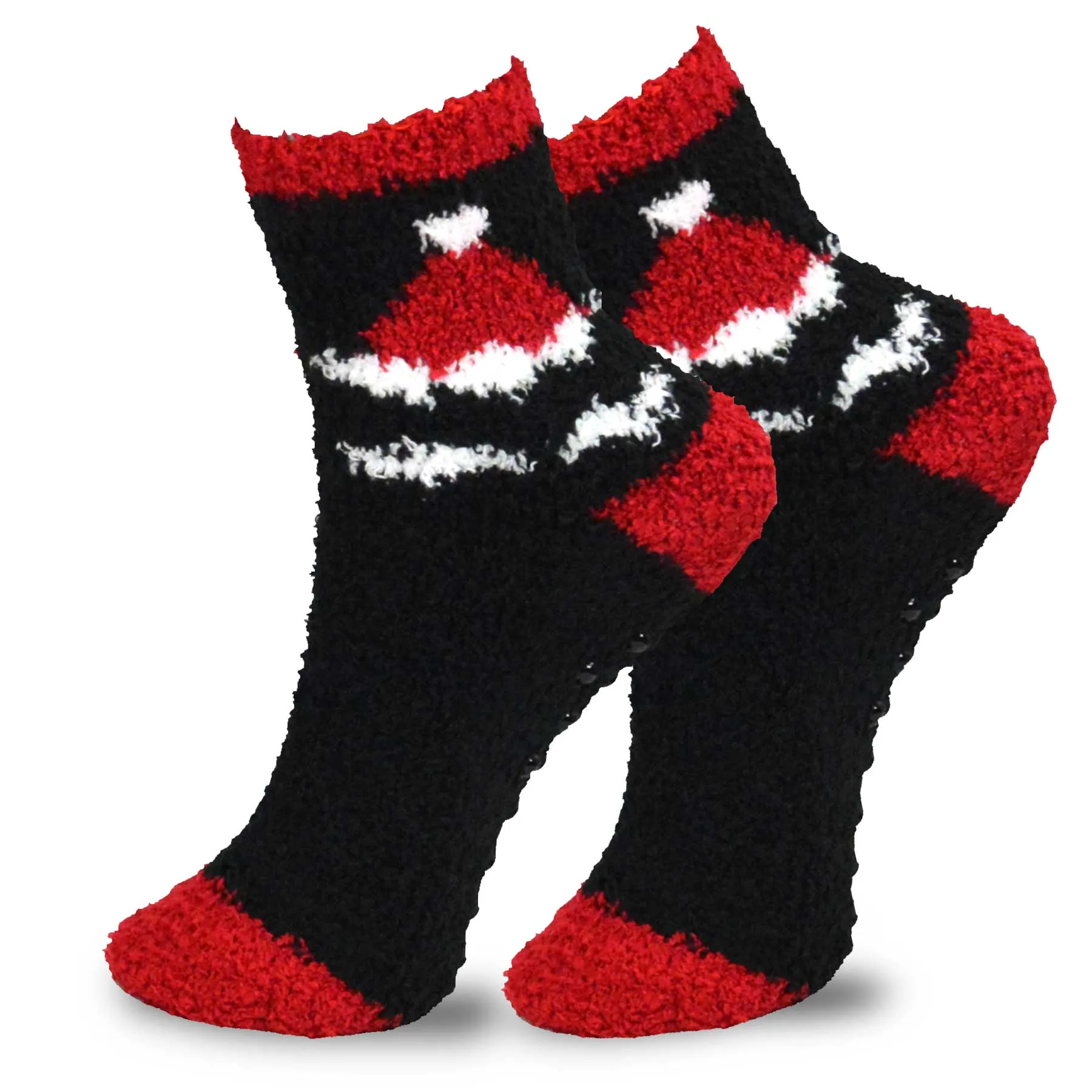 TeeHee Socks Women's Fuzzy Polyester Crew Santa/Deer 3-Pack (11862)