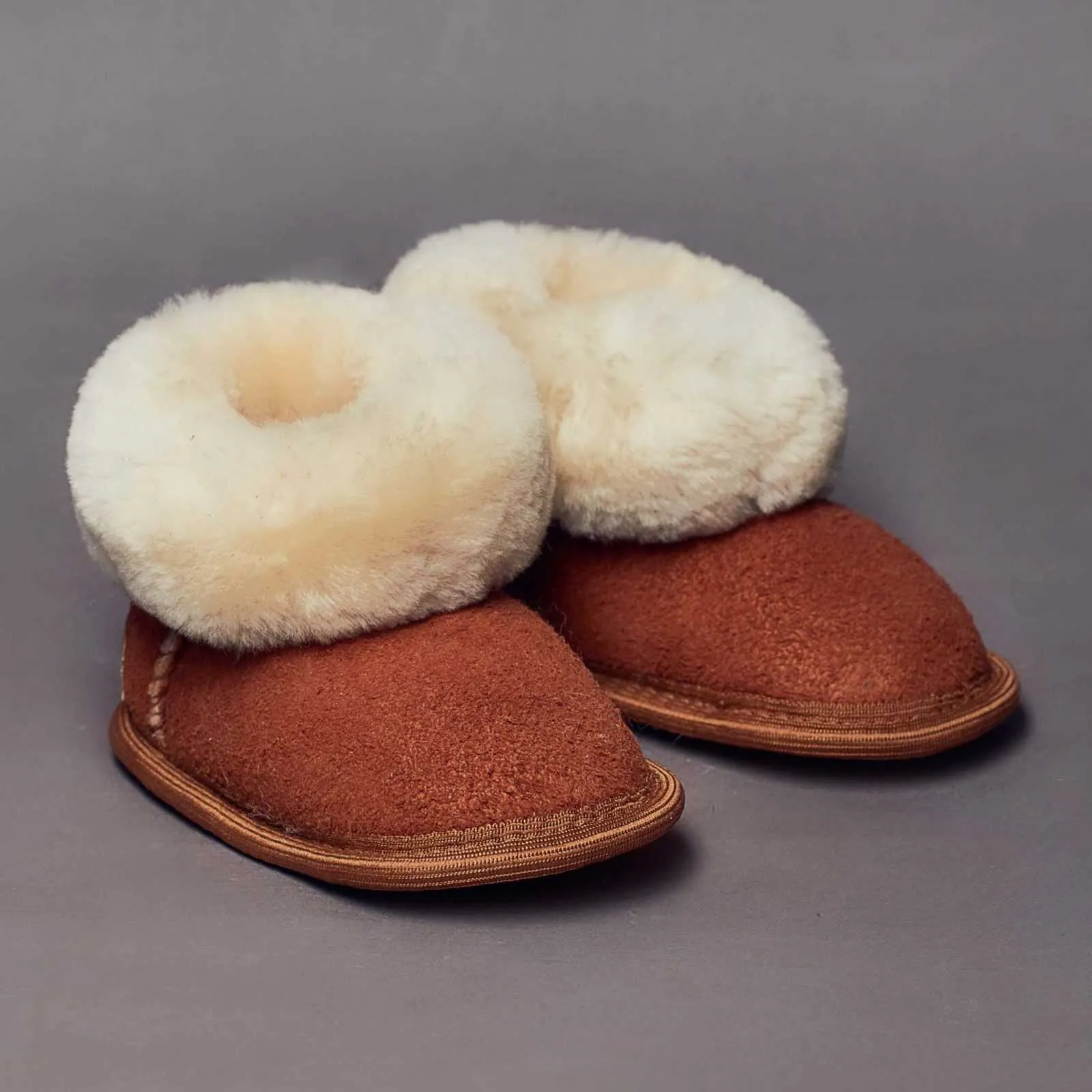 Unisex Camel Sheepskin Kids Slippers