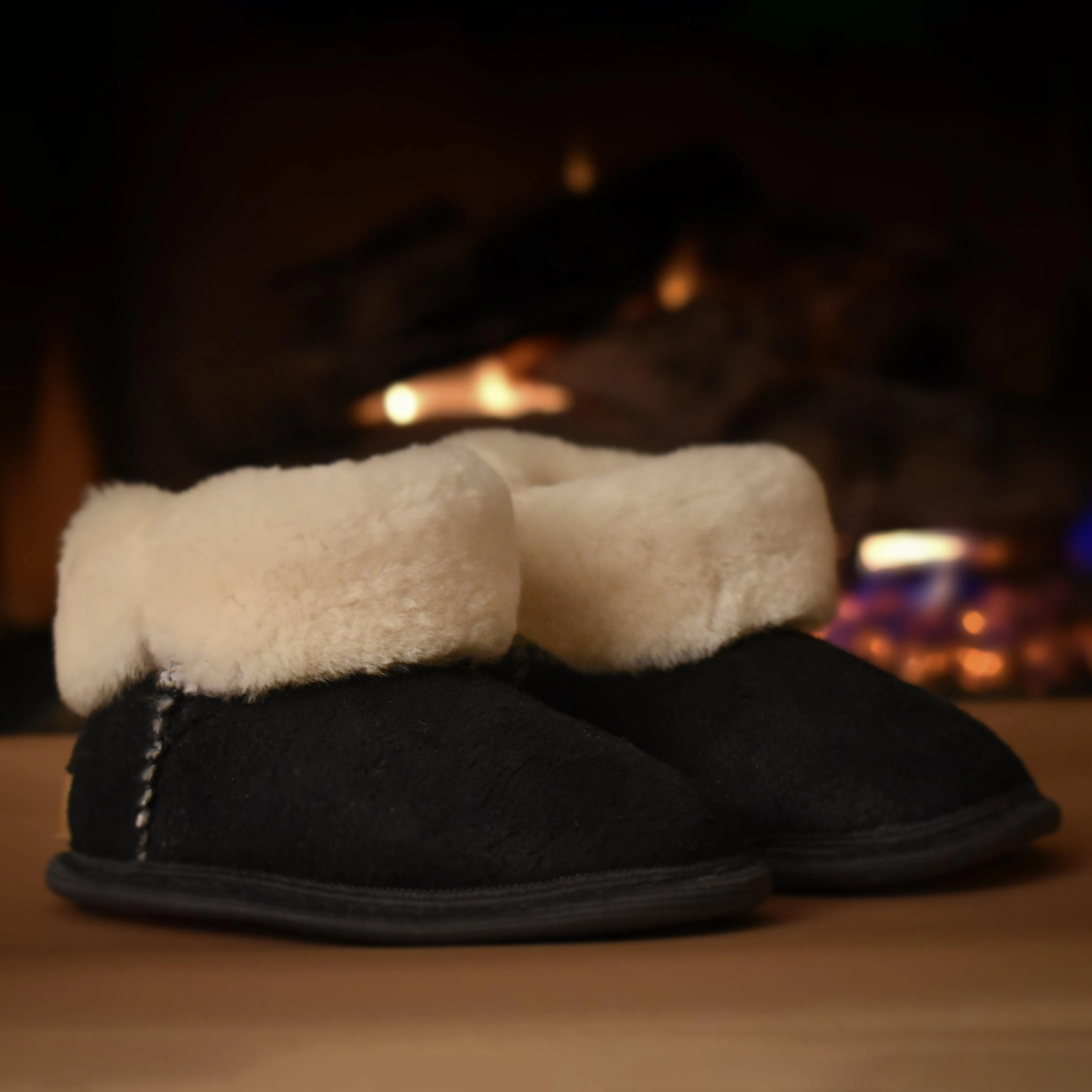 Unisex Midnight Black Toddler's Sheepskin Slippers