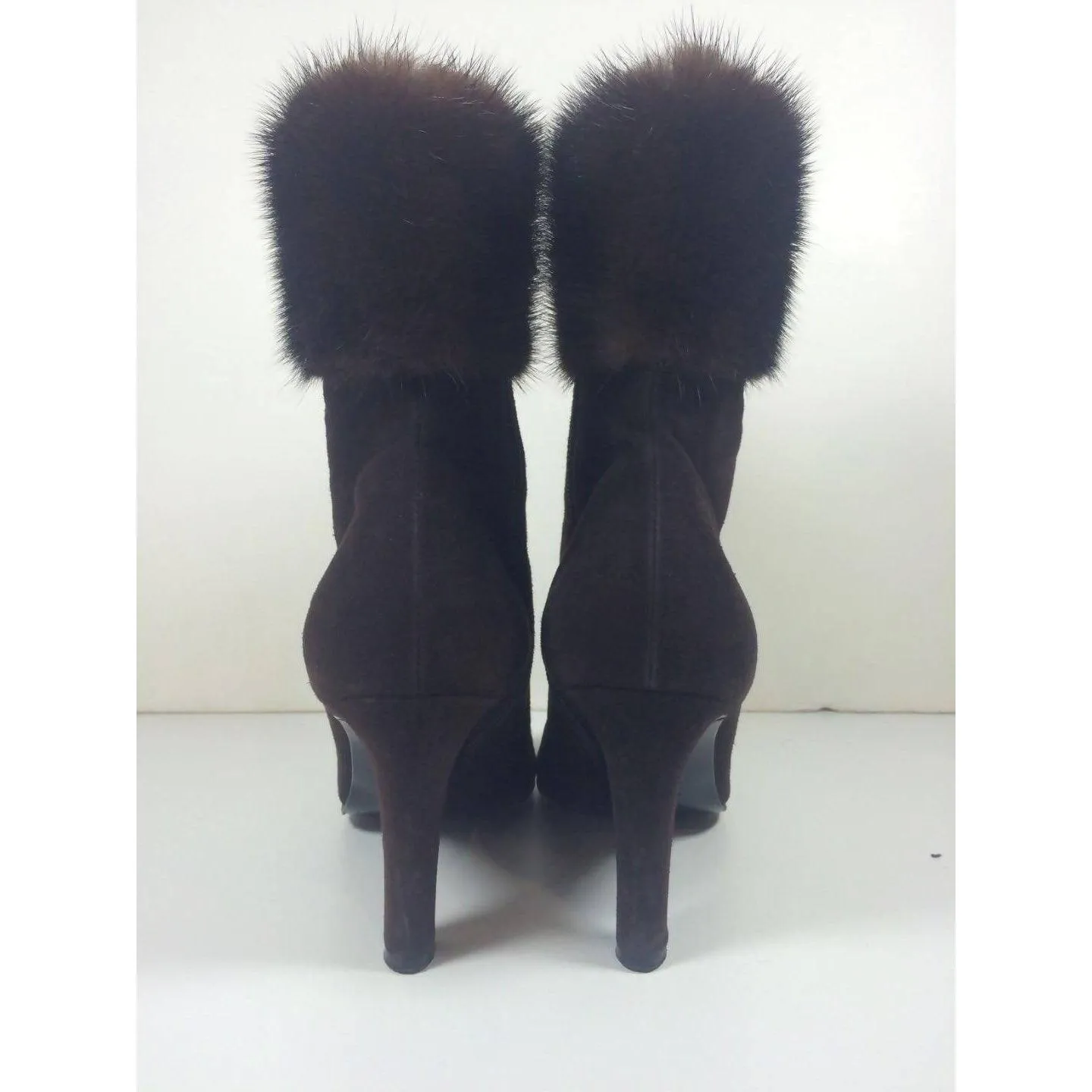 YVES SAINT LAURENT Suede Brown Ankle Boots