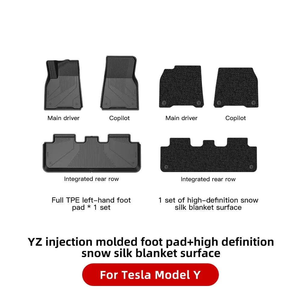 YZ For Tesla Floor Mats Model 3 Y 2021-2023 Car Four Seasons Waterproof Non-slip Floor Mat NEW  TPE Special Car Accessories